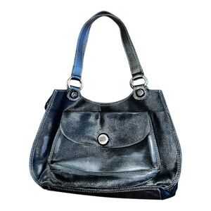 Anya Hindmarch Leather Calf Hair Shoulder Purse Black Handbag Flaw Designer FLAW